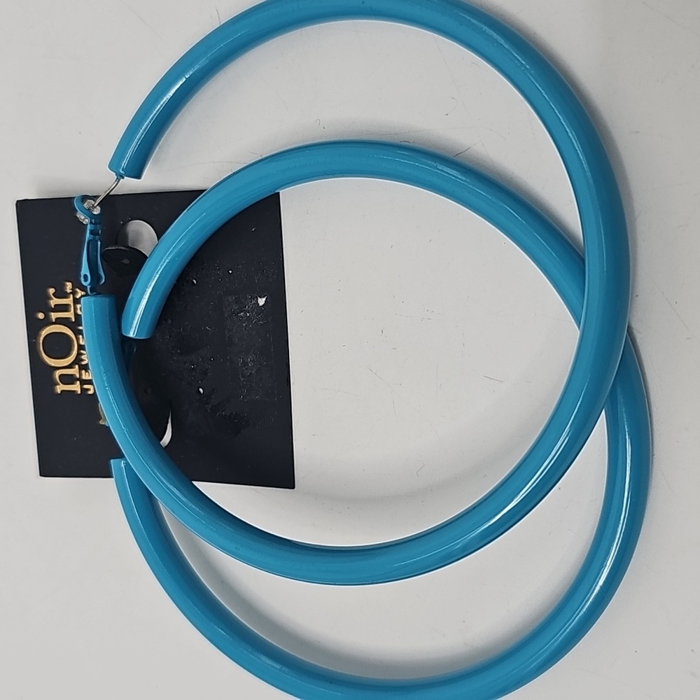 nOir Jewelry‎ Oversized Hoops Turquoise Enamel Boho Gypsy Colorful